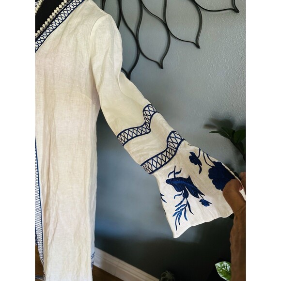 ALEXIS Belia Embroidered  Dress S pure linene  long sleeves embroidered “No belt - Picture 10 of 16